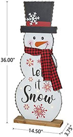 Glitzhome 36" H Lighted Wooden Christmas Snowman Porch Décor Standing Porch Sign Merry Christmas Welcome Sign Holiday Party Outdoor Indoor Xmas Decorations - Image 3