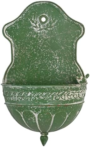 Vintage Rustic Wall Planter Distressed Decor Iron Hanging Plant Basket Shabby Metal Wall Mounted Flower Holder Pot Stand for Indoor Outdoor Home Balcony Patio Farmhouse Garden Decorative Green - Image 6