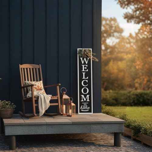 Welcome Sign for Front Porch, 45"×9" Welcome to Our Home Sign Strength Durability, Outdoor Welcome Sign Wooden Frame Weight Light for Farmhouse Wall Hanging Decoration (White) - Image 5