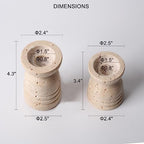 Candle Holders Italy True Natural Travertine Stone Set of 2 Premium Marble Candlestick Holder for Wedding Dinning Party Candle Stand for Dia 3/4" Taper Pillar Candles Color Beige (CH6065YL) - Image 3