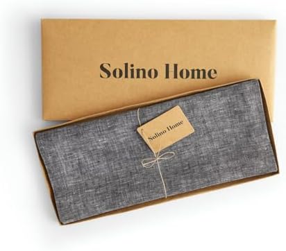 Solino Home 100% Pure Linen Table Runner Black Long, Athena 14 x 156 in - Image 5