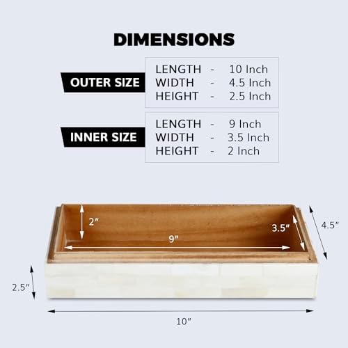 Handicrafts Home Decorative Storage Box with Lid– 10x4.5x2.5” Modern Home Decor Organizer, Memory Box & Jewelry Storage- Decorative Boxes for Living Room & Shelf Decor- Classic Plain- White - Image 2