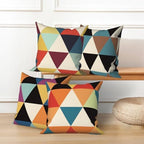 4 Pcs/Set Geometry Throw Pillow Covers Spring Colorful Boho Patchwork Color Linen Cushion Cases Outdoor Lumbar Pillows Case for Patio Furniture Couch Living Room Decorative, 24"x24" - Image 5