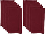 SARO LIFESTYLE Classic Hemstitch Cloth Napkins (Set of 12) - Elegant Everyday Dinner Napkins with Textured Fabric and Hemstitched Border for Dining Tables and Formal Entertaining, 20"x20", Burgundy - Image 3