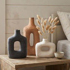 DREAMLOOM Ceramic Vase Set of 3, Black, Rust - Image 6