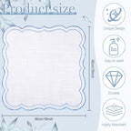 Hahafelt 12 Set Scalloped Cloth Napkins, Embroidery Polyester, Blue - Image 2