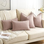 MIULEE Pack of 2 Blush Pink Euro Shams Chenille Pillow Covers 26x26 Inch - Image 4