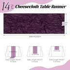 14 Pack Dark Purple Cheesecloth Table Runner 17x108 Inch Semi Sheer Boho Gauze Cheese Cloth Fabric Table Runners, for Wedding Party Baby Shower Birthday Home Decor Garden Farmhouse - Image 2