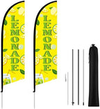 HunnmingRe 2 Set 11ft Lemonade Feather Flag Kit, Large Advertising Swooper Flag Banner with Aluminum & Fiberglass Poles and Ground Stakes, High-visibility Outdoor Sign for Business, Store by HunnmingRe