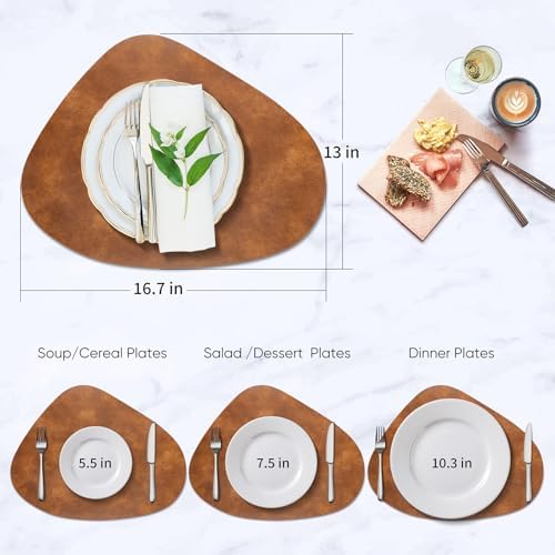 ADRIMER Placemats, Heat Resistant Round Placemats Set of 8 Washable 13 x 17 Inch, Waterproof Table Mats Wipeable for Kitchen, Dining Room Table Christmas Decor, Turmeric Brown - Image 6