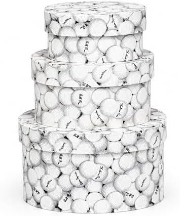 Sarah's Hat Boxes – Golf Ball Decorative Gift Box Set of 3 | Elegant Reusable Storage Boxes for Gifts, Keepsakes, Jewelry, or Special Items | Unique Printed Design by SarahsHatBoxes