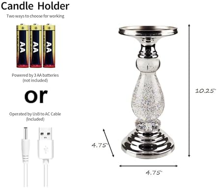 Candlestick Holders Music Water Lantern Candle Holder Home Decor for Fireplace Mantel Table Centerpieces Wedding Decor Dinner Party Festive Christmas Housewarming Gift (Silvery) - Image 5