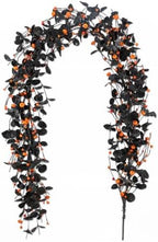 Glitzhome Halloween Garland, 72" Black Eucalyptus Garland with Pumpkin Bats and Berries, Halloween Mantel Decor for Door Fireplace Shelf Fall Display by Glitzhome