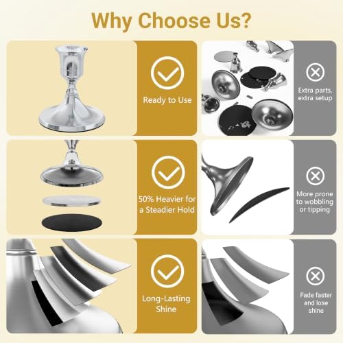 zeochyni Set of 12 Silver Taper Candle Holders for Home Deco - Image 3