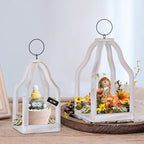 Wood Lantern Decorative Indoor, 2Pcs Farmhouse Candle Holder - Image 4