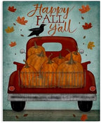 Stupell Industries Happy Fall Y'all Autumn Harvest Red Truck, Design by Beth Albert Canvas Wall Art, 36 x 48, Blue by StupellIndustries