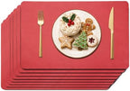 Maxpearl Faux Leather Placemats Set of 8, Easy to Clean, Light Red by Maxpearl