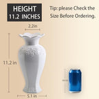 Relievo Elegant White Cream 8in 11in Ceramic Flower Tall Aesthetic Beige Table Tulip Wide Mouth Rose Filler Decorative Rustic Vase Decor for Home (White Vase, L) - Image 2