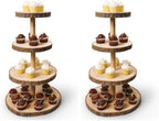 Wooden 4 Tier Rustic Cupcake Stand, Great for Wedding Cake Wood Display Tiered Centerpiece, Dessert Tower for Parties & Events (Pack of 2) by UpperMidlandProducts
