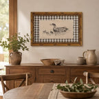 Gold Framed Duck Wall Art, Farmhouse Gingham Canvas Print, 24x16 - Image 6