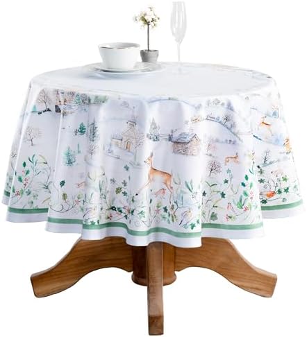 Maison d' Hermine Table Cloth Round Table Reusable 100% Cotton 63" Diameter by MaisondHermine