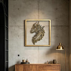 Gold Dragon Head Wall Decor with Metal Frame, Resin Fantasy Dragon Wall Hanging Sculpture, Retro Mythical Animal Head Wall Art Ornament, Luxury Wall Decoration for Living Room Bedroom Office Home - Image 4