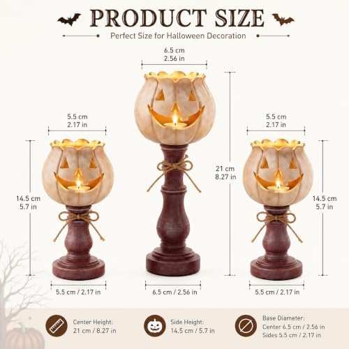 3PCS Pumpkin Tealight Candle Holder Set, Fall Decor, Halloween Party - Image 2