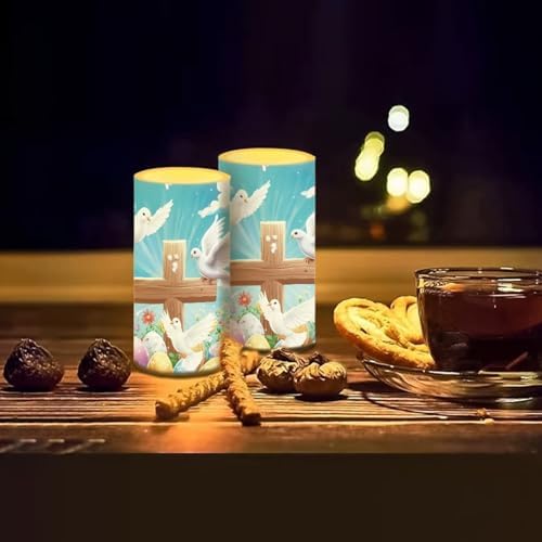 Cross Eggs Flameless Candles with Remote and Timer LED Candles Flickering Battery Operated Fake Candle for Home Easter Bedroom Living Room Dining Room Table Decor Set of 2 - Image 7