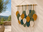 Macrame Wall Hanging Large, Boho Wall Decor, Leaf Macrame Wall Art, Woven Cotton Tapestry for Bedroom Living Room (Green and Beige) 39" x 31" - Image 7