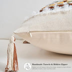 Chenille Striped Tufted Textured Boho Throw Pillow Covers 18x18 Set of 2 - Image 6