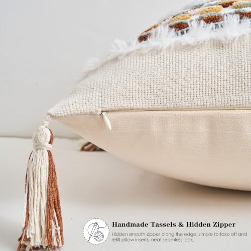 Chenille Striped Tufted Textured Boho Throw Pillow Covers 18x18 Set of 2 - Image 6