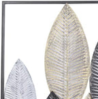 Deco 79 Metal Leaf Home Wall Decor Wall Sculpture with Black Frame, Wall Art 20" x 1" x 37", Bronze - Image 5