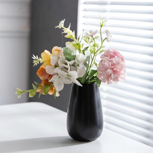 Black Ceramic Bud Vase Set of 12 Glossy Modern Flower Vases - Image 5