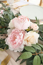 Floroom 6ft Artificial Eucalyptus Garland with Flowers Fake Greenery Faux Floral Vine Garland for Table Decor Wedding Centerpieces Bridal Shower Party Decorations, Blush & Cream - Image 3