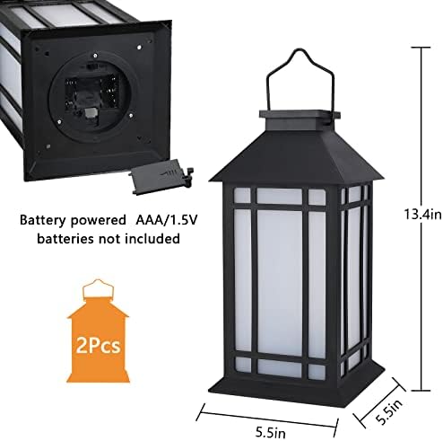 Bdor 13 Inch Outdoor Decorative Lanterns with LED Candle Timer 2 Pack Black - Image 6