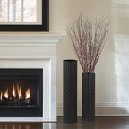 Sziqiqi Black Tall Floor Vase, Cylinder Metal Decorative Vase Set, 2Pcs - Image 6