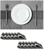 Leetaltree Grey with White Striped Placemats Set of 12 - Heat Resistant Non-Slip Place mats for Dining Table, Washable Durable PVC Vinyl Woven Table Mats（Grey Stripe, 12） by Leetaltree-ArtatEveryTable