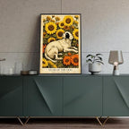 Chinese Lunar Year Of The Dog Wall Art – White Dog and Sunflower Painting for Bedroom Living Room and Gallery Decor – Fun Home Print Decoration Posters 8X12 in Black Framed - Image 4