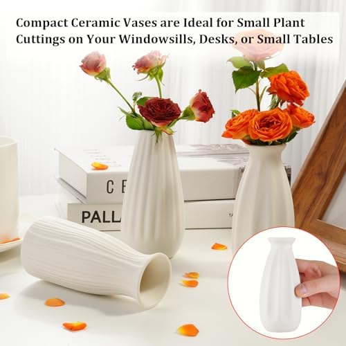 Ceramic Bud Vases, Set of 24 White Vases for Centerpieces Small VAses for Flowers Mini Ceramic Vase for Pampas Grass Vase Bulk for Wedding Table Centerpieces Decoration Boho Home Decor DIY Gift - Image 3