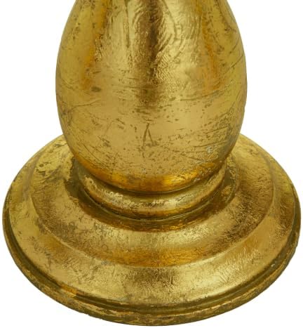 Deco 79 Mango Wood Decorative Candle Holder Turned Style Pillar Candle Stand, Set of 3 Candlestick Holder 10", 8", 6"H, Brass - Image 4
