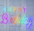 Happy Birthday LED Neon Signs Transparent Acrylic Lights Decor for Wedding Birthday Party Wall Home Bedroom Room Art Decoration with USB Light Modulator 5V by Unknown