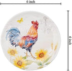 UP Sunshine Rooster Melamine Round Dessert Plates, Small Serving Plates, for Appetizer, Snacks, and Side Dishes, Multicolor, 6 Inch, Set of 4 - Image 3