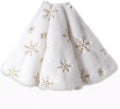 Christmas Tree Skirt, 36-Inch White Faux Fur Tree Skirt with Sparkling Gold Sequin Snowflakes, Quality Xmas Decorations for 4FT-6FT Christmas Trees - Perfect for Christmas Home Decor by Tihulek