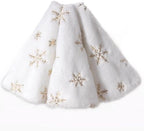 Christmas Tree Skirt, 36-Inch White Faux Fur Tree Skirt with Sparkling Gold Sequin Snowflakes, Quality Xmas Decorations for 4FT-6FT Christmas Trees - Perfect for Christmas Home Decor by Tihulek