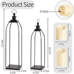 Decorative Candle Lanterns Set of 2, Black Metal for Indoor & Outdoor - Image 4