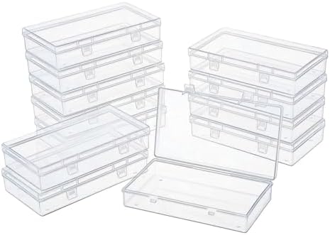 LJY 12 Clear Rectangular Plastic Boxes, 6.1 x 3.3 x 1.2 in for Sewing by LJY