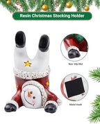 Minetom Christmas Stocking Holders for Mantle Set of 4, 3D Resin Snowman Figurines Stocking Hangers, Home Xmas Decorations for Fireplace Mantel Table Garland - Image 5