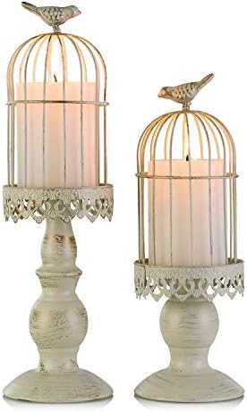 Sziqiqi Birdcage Candle Holders Decorative Set of 2，Distressed Ivory by SZIQIQI