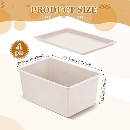 Menkxi 4 Pcs Storage Bins with Lids, Beige, Large - Image 2