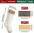 Dalzom® 4Pcs Personalized Christmas Stockings with Leather Patches Custom Name, 18” Premium Large Knitted Christmas Stockings for Kids, Family, Holiday and Fireplace Party Decoration - Image 2
